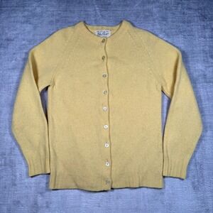 Peter Scott Cardigan Womans Small Yellow Vintage 1950s Cardigan Shetland Wool